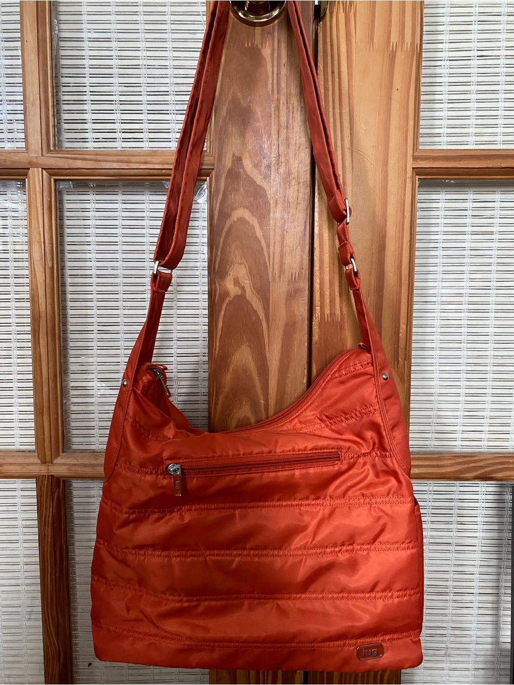 lug Quilted Shoulder Bag in Orange with Adjustable Strap